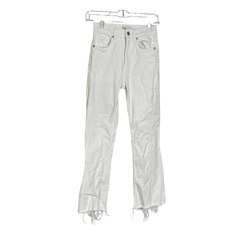 Zara Jeans High Rise White Frayed Women’s Size 2